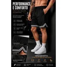 Short Masculino Dry Fit Esportivo Academia Corrida Futebol Com Bolsos Zíper