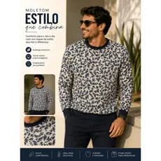 Moletom Masculino Estampa Folhas Premium Casual Confortável Moderno Manga Longa