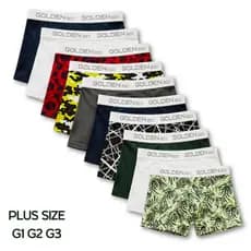 Kit 10 Cuecas Plus Size Microfibra Forro 100% Algodão Boxer Shortinho Lisas Estampadas Sortidas