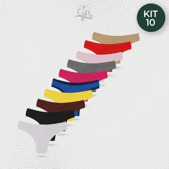 Kit 10, 5, 3 Calcinhas Tanga Com Viés Feminina Adulto Microfibra com Forro de Algodão