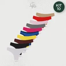 Kit 10, 5, 3 Calcinhas Tanga Com Viés Feminina Adulto Microfibra com Forro de Algodão