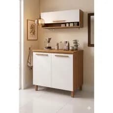 Kit Conjunto Armário Aéreo e Balcão Cozinha Lavanderia