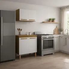Balcão de Cozinha Mavicazza 2 Portas Baunilha Armário de Chão MDP 80cm Organizador