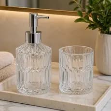 Kit Lavabo Banho Luxo  Porta Sabonete Líquido  Porta Escova