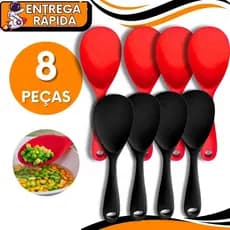 Colher Silicone Cabo Curto Resistente Para Refeições Arroz Restaurante Lanchonete Buffet Casa Utensilio Culinário