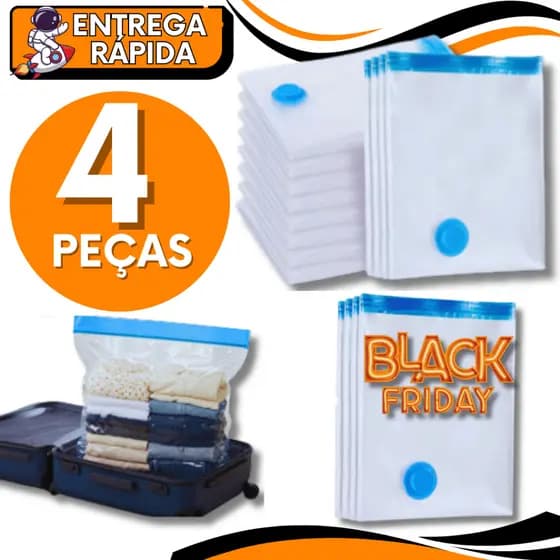 Jogo 4 Sacos a Vácuo Organizadores de Roupa 60x80CM para organizar roupas, mala, viagem e guarda roupas Utilidades