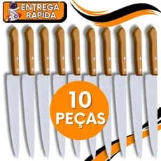 Faca Cabo de Madeira 7" Multiuso Aço Inox Legumes Peixe Carne Churrasco Cozinha Açougue Restaurante