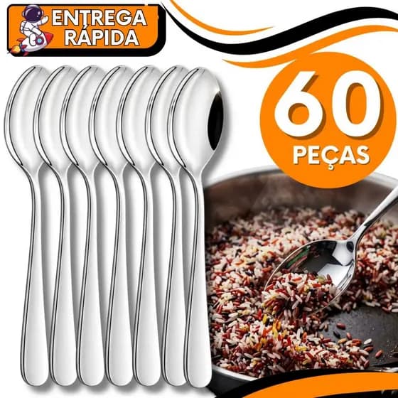 Colher de Mesa Talher Aço Inox Luxo Sopa Arroz Casa Cozinha Bar Restaurante Buffet Faqueiro Maes