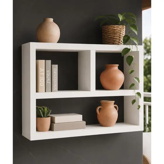Nicho Decoração e Organização com Divisória Mdf Branco parede sala quarto varanda banheiro