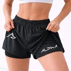 Short Compressão Feminino APH LOBO 08 Corrida Treino Academia Esportes Conforto Fitness