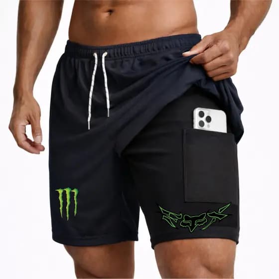 Bermuda Shorts Compressão 2 em 1 Masculina FOX MNST 05 Academia Crossfit Maromba Treino