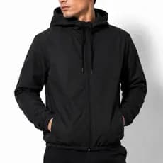 Jaqueta Corta Vento Masculina - LISO  Com Capuz Forrado, Bolso e Zíper tactel Com Elastano - Academia Corrida Esportes