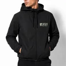 Jaqueta Corta Vento Masculina MONEY Com Capuz Forrado Bolso e Zíper tactel Com Elastano Academia Corrida Esportes Street