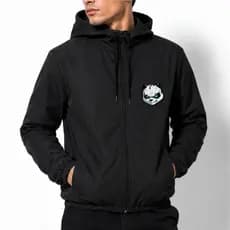 Jaqueta Corta Vento Masculina - PANDA Com Capuz Forrado, Bolso e Zíper tactel Com Elastano - Academia Corrida Esportes
