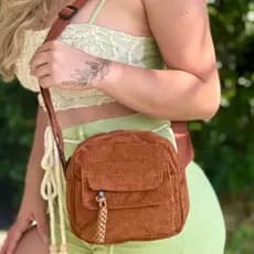 Bolsa feminina LUA em veludo pequena transversal pequena shouder bag alça de ombro ajustavel