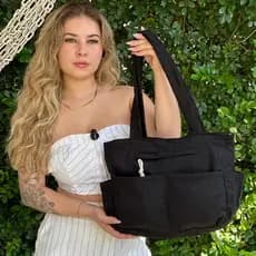 Bolsa  Feminina tote Veludo Cotelê RUTY Grande Espaçosa Casual Elegante Com Bolsos trabalho