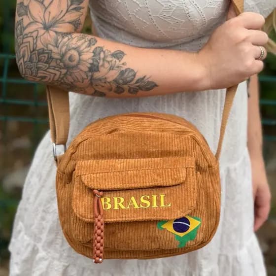 Bolsa feminina pequena em Brasil varias compartimento Alça de ombro transversal ajustável cores