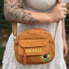 Bolsa feminina pequena em Brasil varias compartimento Alça de ombro transversal ajustável cores