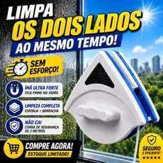 Limpador Rodo Magnético de Janela Dupla Face Vidro Duplo com Corda Segurança Escova Limpeza Externa