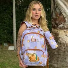 Mochila G feminina com estojo capibara impermeavel grande capacidade alca dupla acolchoada