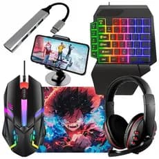 Kit Mobilador Para Celular Completo Varios Modelos Teclado + Fone Gamer + Mouse Gamer + Mouse Pad + Hub + Tripe