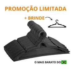 Cabide Adulto Preto Kit Cabides Reforçados Organizar Roupas