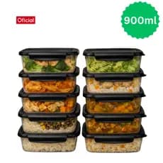 Potes Marmita 900ml com Trava Lateral BPA Free Reutilizável para Congelar e Organizar Alimentos