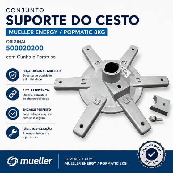 MUELLER CONJUNTO SUPORTE DO CESTO ENERGY 8KG 500020200 ACOMPANHA A CUNHA COM O PARAFUSO.