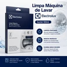 Limpa Máquina de Lavar Electrolux 100ml – Remove Resíduos, Sujeiras e Maus Odores | Sachê Original