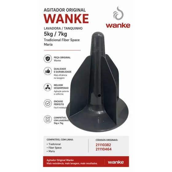 Agitador Original Wanke lavadora /Tanquinho 5kg/7kg Tradicional Fiber Space Maria 21110382 21110464