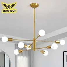 8 Lâmpadas Dourado Luminárias De Teto Lustre Sala Moderno