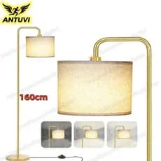Luminária De Chão 1,60m Abajur Leitura Piso Dourado 110/220v Bivolt