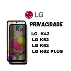 Película de vidro 3D Privativa Anti Spy LG K42 / K52 / K62 / Película de privacidade