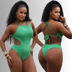 Maiô Body Feminino Cavado com Bojo Costas Nuas Tecido Ana Ruga Canelado Premium Elasticado Modelador