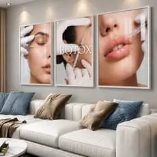 Quadros Decorativos 3 Peças Saúde e Beleza, Botox, Clínicas de Estética Modernas, Adequado para Consultórios