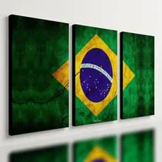 Kit 3 Quadros Bandeira Brasil Patriota Sala Quarto Mdf Adesivado Sem Vidro Decoração Casa E Escritório Oferta