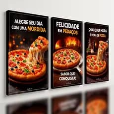 Kit 3 Quadro Decorativo Pizzaria Pizza Restaurante Moderno Qualidade Premium Luxo