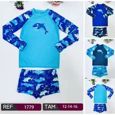 CONJUNTO CAMISA + SUNGA BOXER PROTEÇÃO UV 50+  VESTE DE 12AO 16 ANOS 1779
