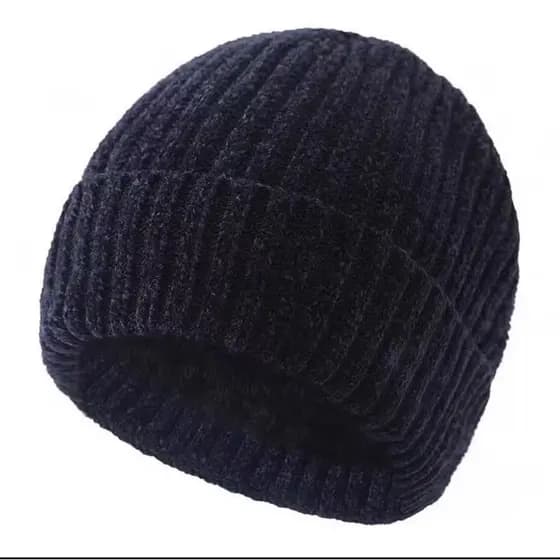 Gorro De Inverno unissex Grosso  De Lã Grossa Forro  Forrado Base De Veludo Sem Pompom6608