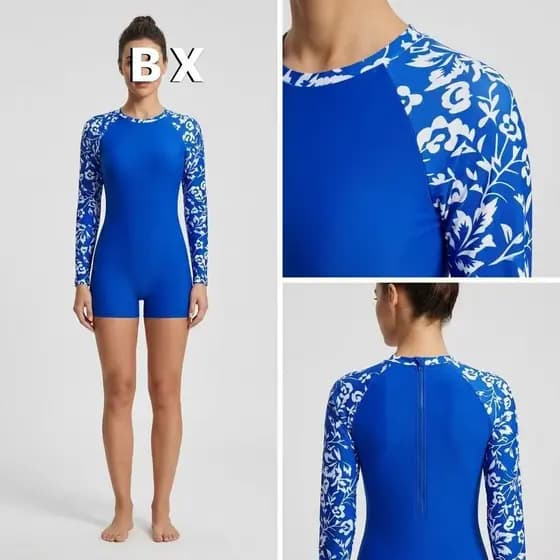 UV bikini senhoras inteiro protetor solar estilo impresso maiô manga longa biquíni conservador maiô-7103