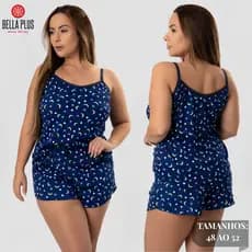 Babydoll Plus Size Estampado Pijama Conforto Renda Noite Dormir