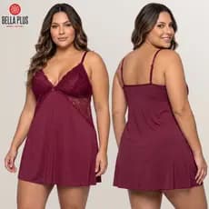 Camisola Plus Size Microfibra com Renda Confortável Sensual Pijama Verão Bella Plus