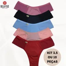 Kit 10 Calcinha Cotton Confort Algodão Tanga Básica Feminina Conforto