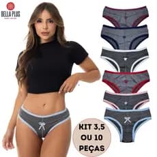 Kit 10 Peças Calcinha Conforto Feminina Mescla Laço Confortável Fitness