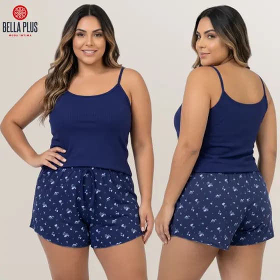 Pijama Baby Doll Feminino Plus Size Suede Canelado Conjunto de Dormir Confortável