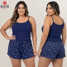 Pijama Baby Doll Feminino Plus Size Suede Canelado Conjunto de Dormir Confortável