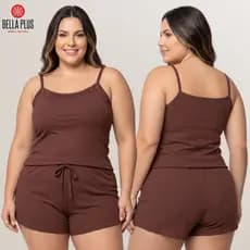 Babydoll Plus Size Pijama Canelado Premium Conforto Renda Noite Dormir