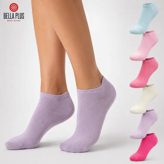 Kit 24 Pares de Meia Cano Curto Soquete Feminino Confortável Respirável