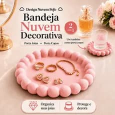 Bandeja Porta Joias Nuvem Organizador de Anéis Bijuterias Porta Copos Decorativo