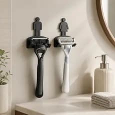 Kit 2 Suporte Aparelho Barbear Casal Gilete Lâmina Banheiro Sem Furos Organizador - Envio Imediato